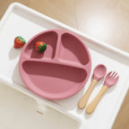 Assiette compartimentée en silicone avec couverts Montessori