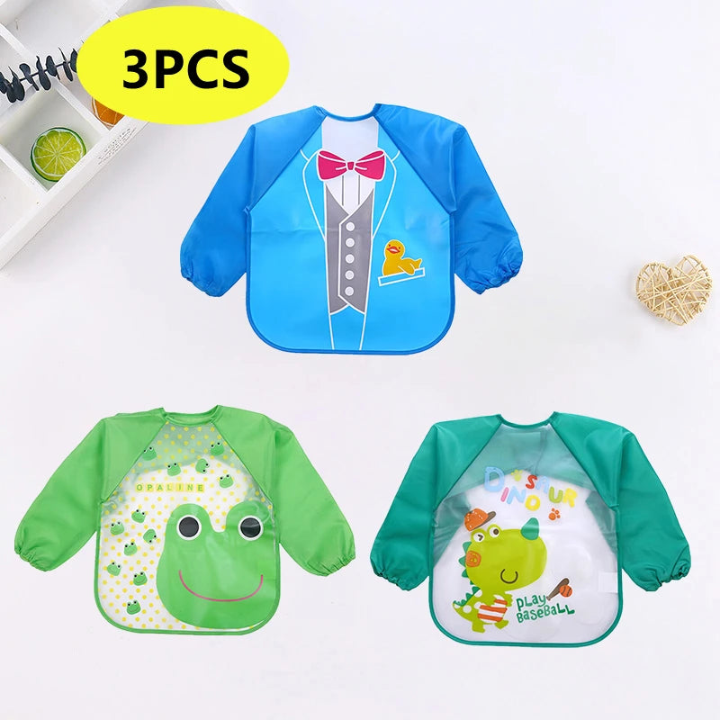 Lot de 3 bavoirs imperméables à manches longues Mini Miam