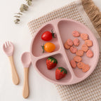 Assiette compartimentée en silicone avec couverts Montessori