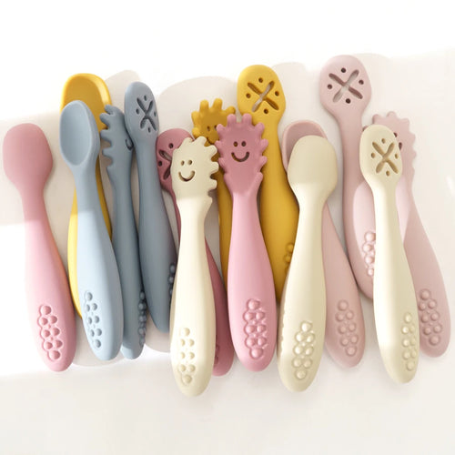 Cuillères d'apprentissage en silicone Mini Miam – Lot de 3
