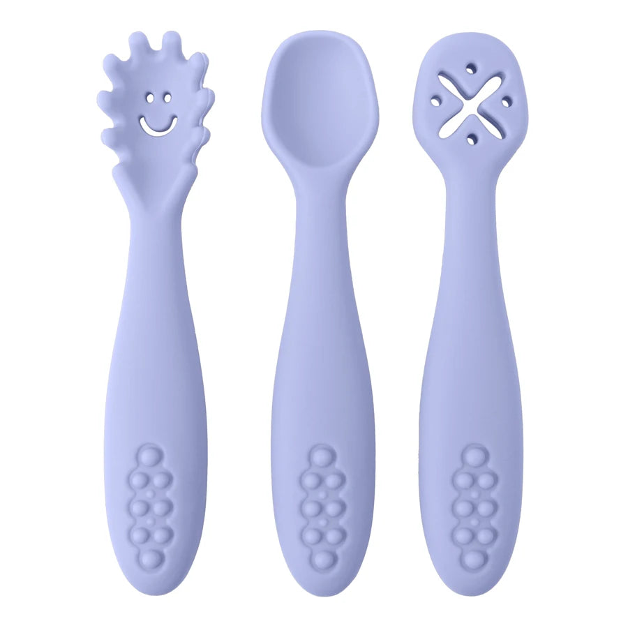 Cuillères d'apprentissage en silicone Mini Miam – Lot de 3