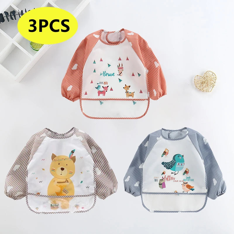 Lot de 3 bavoirs imperméables à manches longues Mini Miam